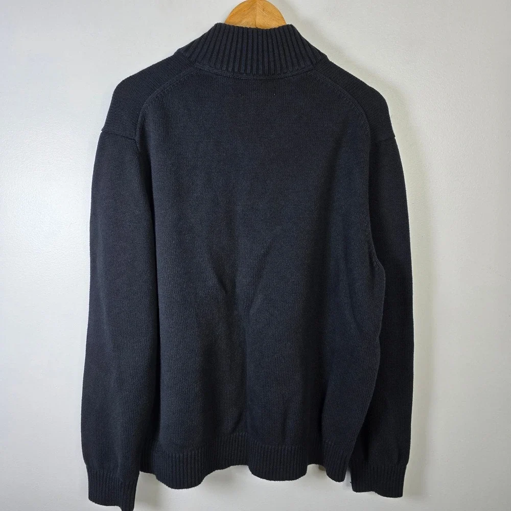 Goodthreads Mens XXL 100 Cotton Quarter‎ Zip Mock Neck Sweater Navy Blue